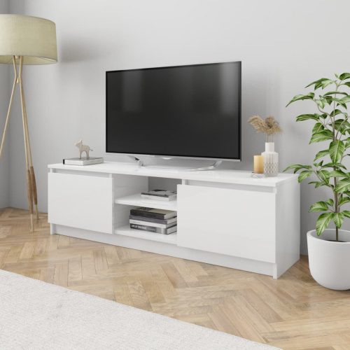 Magasfényű fehér forgácslap tv szekrény 120 x 30 x 35,5 cm