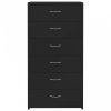 6-fiókos fekete forgácslap tálalószekrény 50 x 34 x 96 cm