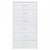 6-fiókos magasfényű fehér forgácslap tálalószekrény 50x34x96 cm