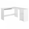 Fehér magasfényű L-alakú sarok-íróasztal 120 x 140 x 75 cm