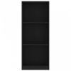 3-szintes fekete forgácslap könyvszekrény 40 x 24 x 108 cm