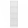 4-szintes magasfényű fehér forgácslap könyvszekrény 40x24x142cm