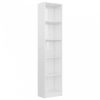5-szintes magasfényű fehér forgácslap könyvszekrény 40x24x175cm