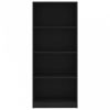 4-szintes fekete forgácslap könyvszekrény 60 x 24 x 142 cm