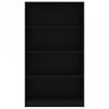 4-szintes fekete forgácslap könyvszekrény 80 x 24 x 142 cm