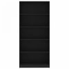 5-szintes fekete forgácslap könyvszekrény 80 x 24 x 175 cm