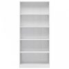 5-szintes magasfényű fehér forgácslap könyvszekrény 80x24x175cm