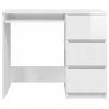 Fehér magasfényű forgácslap íróasztal 90 x 45 x 76 cm