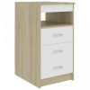 Fehér és sonoma-színű szerelt fa fiókos szekrény 40x50x76 cm
