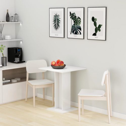 Magasfényű fehér forgácslap bisztróasztal 60 x 60 x 75 cm  