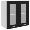 Fekete forgácslap függő üvegszekrény 60 x 31 x 60 cm