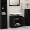 Fekete forgácslap fürdőszobaszekrény 60 x 33 x 61 cm