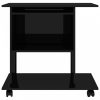 Magasfényű fekete forgácslap számítógépasztal 80 x 50 x 75 cm