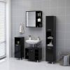 Fekete forgácslap tükrös fürdőszoba szekrény 62,5x20,5x64 cm