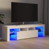 Magasfényű fehér tv-szekrény led-lámpákkal 140 x 36,5 x 40 cm