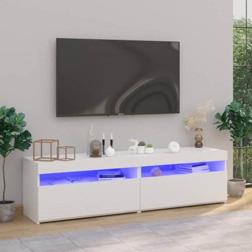 2 db fehér tv-szekrény led-világítással 75 x 35 x 40 cm