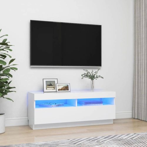 Fehér tv-szekrény led-világítással 100 x 35 x 40 cm