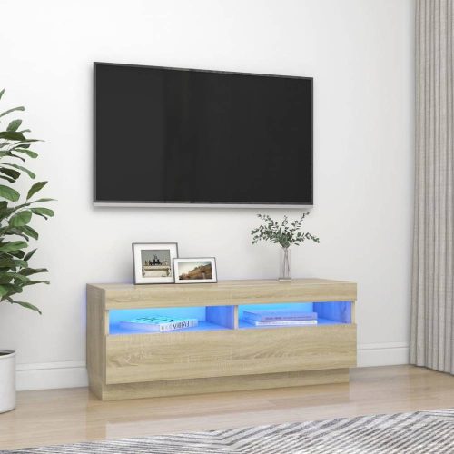 Sonoma-tölgy színű tv-szekrény led-lámpákkal 100 x 35 x 40 cm