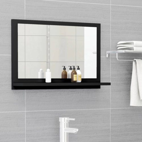 Fekete forgácslap fürdőszobai tükör 60 x 10,5 x 37 cm