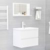 Magasfényű fehér forgácslap fürdőszobai tükör 60 x 10,5 x 37 cm