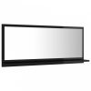 Magasfényű fekete forgácslap fürdőszobai tükör 90x10,5x37 cm