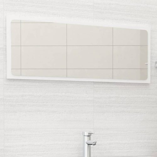 Magasfényű fehér forgácslap fürdőszobatükör 100 x 1,5 x 37 cm