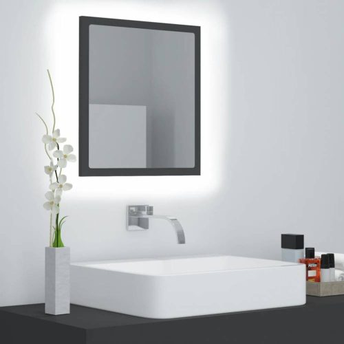 Szürke akril led-es fürdőszobai tükör 40 x 8,5 x 37 cm