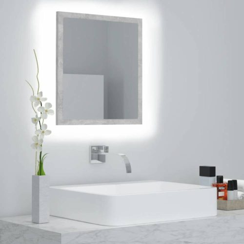 Betonszürke akril led-es fürdőszobatükör 40x8,5x37 cm