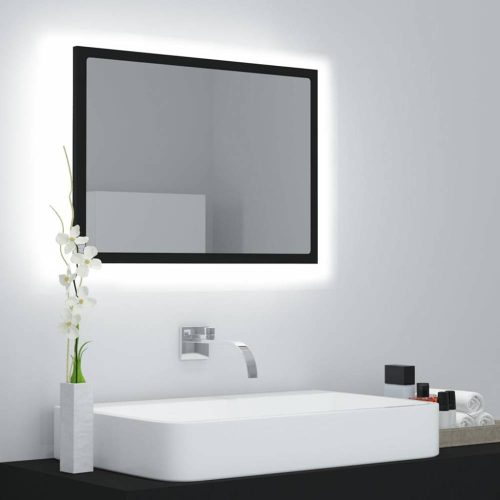 Fekete akril led-es fürdőszobai tükör 60x8,5x37 cm
