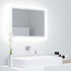 Magasfényű fehér akril led-es fürdőszobatükör 60x8,5x37 cm