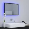 Magasfényű fekete akril led-es fürdőszobatükör 60x8,5x37 cm