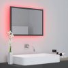 Magasfényű szürke akril led-es fürdőszobatükör 60x8,5x37 cm