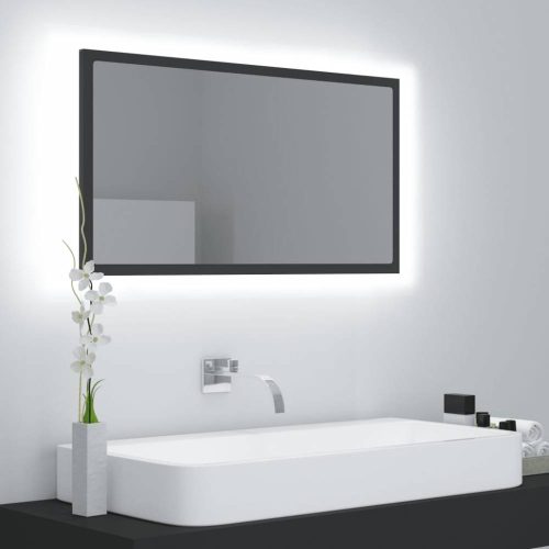 Szürke akril led-es fürdőszobai tükör 80x8,5x37 cm