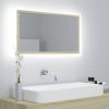 Sonoma-tölgy akril led-es fürdőszobai tükör 80x8,5x37 cm