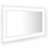 Magasfényű fehér akril led-es fürdőszobatükör 80x8,5x37 cm