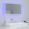 Magasfényű fehér akril led-es fürdőszobatükör 80x8,5x37 cm