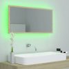 Sonoma-tölgy akril led-es fürdőszobai tükör 90x8,5x37 cm