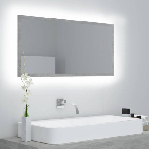 Betonszürke akril led-es fürdőszobatükör 90x8,5x37 cm