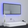 Magasfényű szürke akril led-es fürdőszobatükör 90x8,5x37 cm