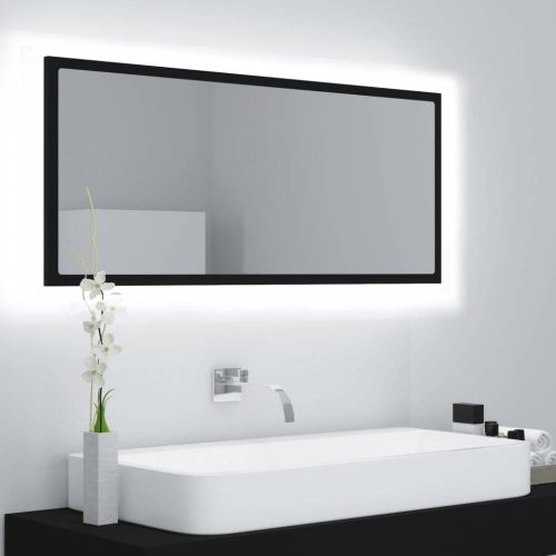 Fekete akril led-es fürdőszobai tükör 100x8,5x37 cm