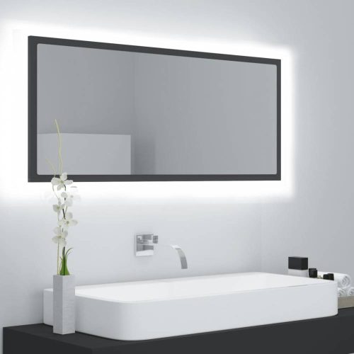 Szürke akril led-es fürdőszobai tükör 100x8,5x37 cm