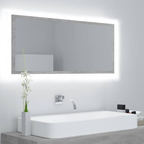 Betonszürke akril led-es fürdőszobatükör 100x8,5x37 cm