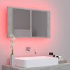 Betonszürke akril led-es tükrös fürdőszobaszekrény 80x12x45 cm