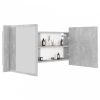 Betonszürke akril led-es tükrös fürdőszobaszekrény 100x12x45 cm