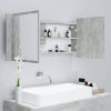 Betonszürke akril led-es tükrös fürdőszobaszekrény 100x12x45 cm