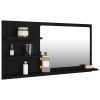 Fekete forgácslap fürdőszobai tükör 90 x 10,5 x 45 cm