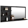 Magasfényű fekete forgácslap fürdőszobai tükör 90x10,5x45 cm