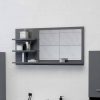 Magasfényű szürke forgácslap fürdőszobai tükör 90x10,5x45 cm