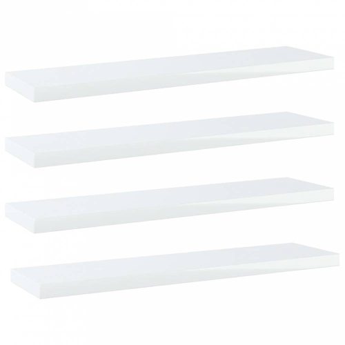 4 db magasfényű fehér forgácslap könyvespolc 40 x 10 x 1,5 cm