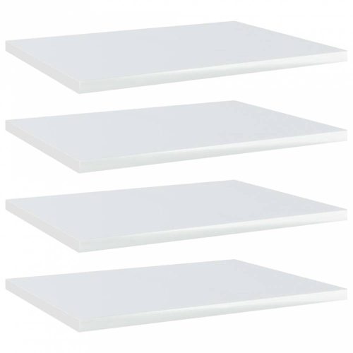 4 db magasfényű fehér forgácslap könyvespolc 40 x 30 x 1,5 cm